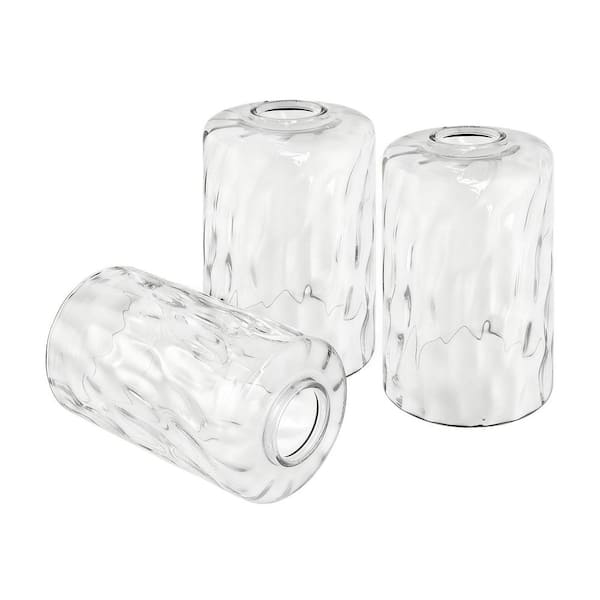 6 in. Height 3-Pack Clear Cylindrical Glass 1 in. Fitter Width Vanity Pendant Flush Mount Light Shade