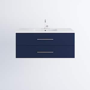 Napa 48 in. W x 20 in. D Single Sink Bathroom Vanity Wall Mounted in Navy Blue with Acrylic Integrated Countertop