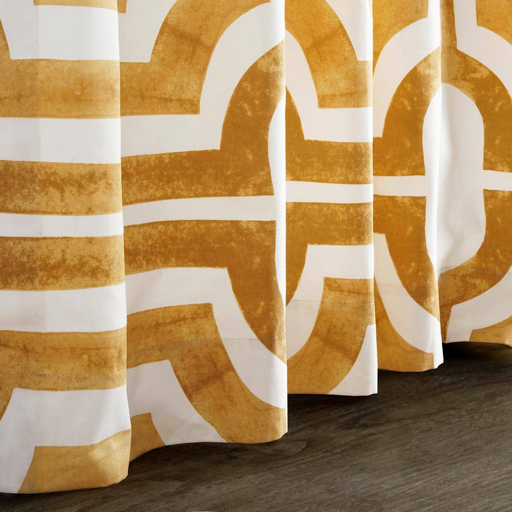 Gold Geometric Cotton Room-Darkening Curtain Panel, 96 Inches