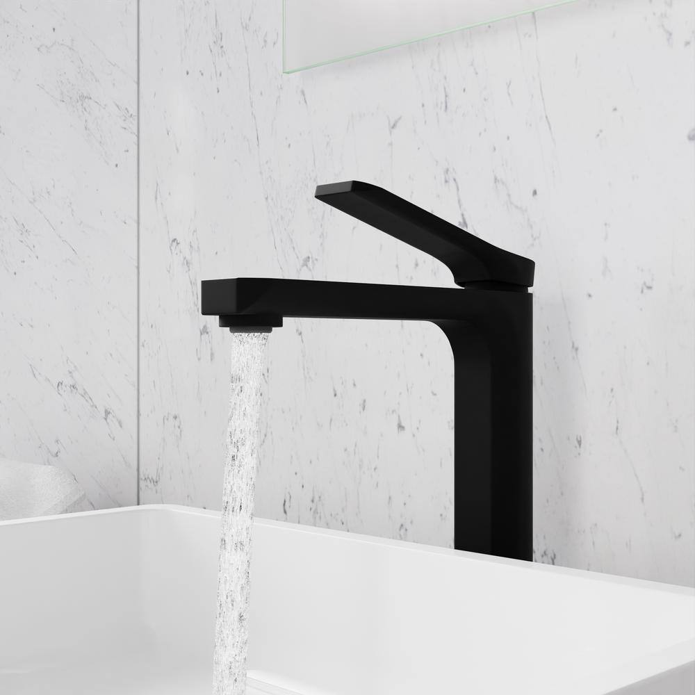 Matte Black and Chrome Single Handle Bathroom Faucet with Pop-Up Drain