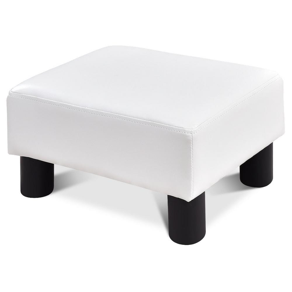 Photos - Storage Combination White PU Leather Ottoman Rectangular Footrest Small Stool with Padded Seat
