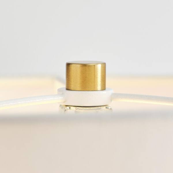 SCOTT LIVING - Fernwood 26 .5 in. Gloss White Medium Table Lamp with White Linen Fabric Shade