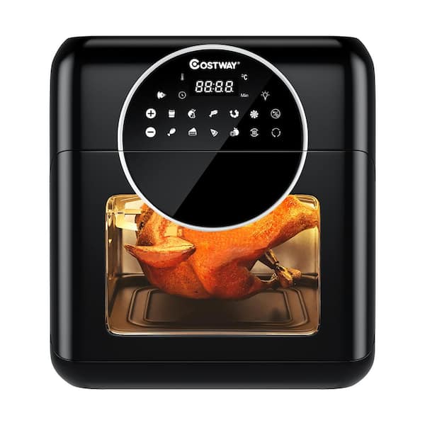 Costway 10.6 qt. Black 8-in-1 Air Fryer with Rotisserie Digital Toaster Oven