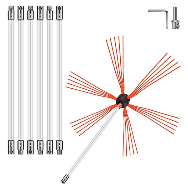 SKYSHALO Chimney Sweep Kit 23 ft. Length, Chimney Brush Kit, 7 Nylon Flexible Rods, Rotary Chimney Cleaning Kit Driven by Drill