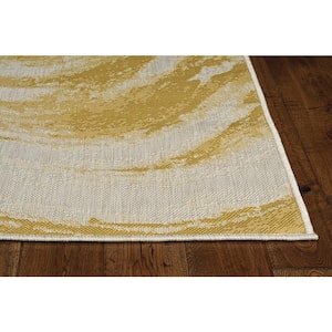 Isla Gold 2 ft. x 3 ft. Transitional Watercolor Indoor/Outdoor Area Rug