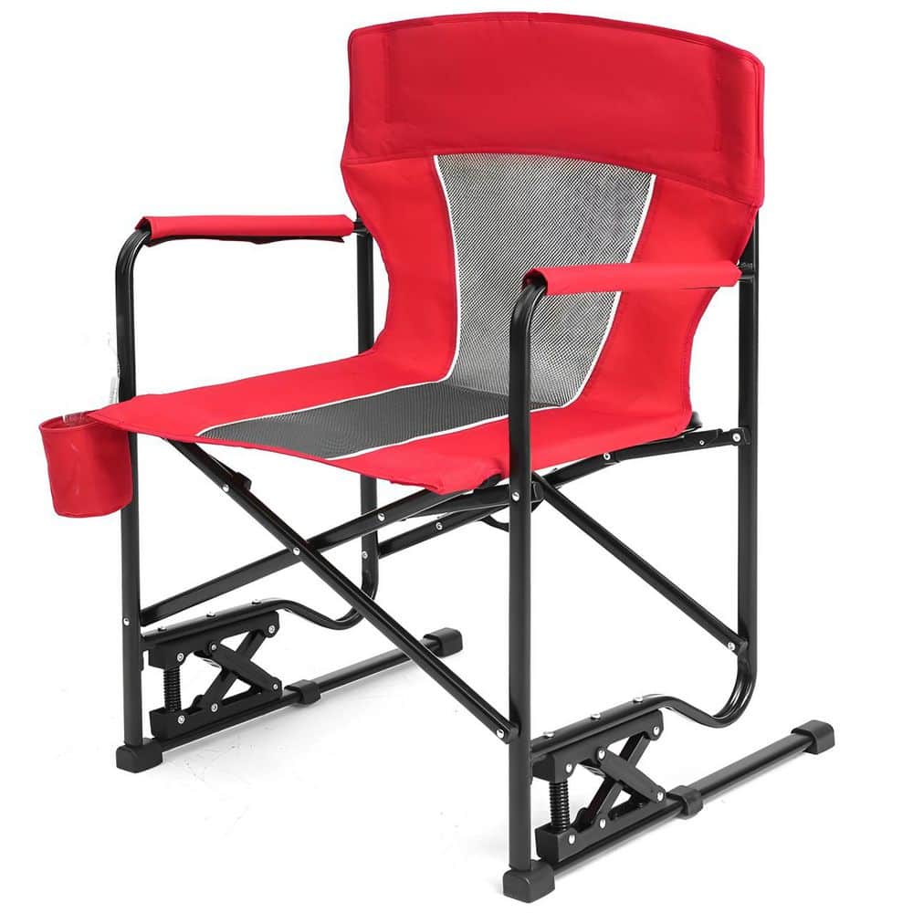 Metal Folding Outdoor Lawn Chair Rocker Camping Chair Rocking Chair with Du