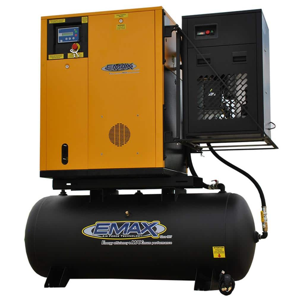 Premium Series 120 Gal. 10 HP 230-Volt 3-Phase Electric Variable Speed Rotary Screw Air Compressor W/Refrigerated Dryer -  EMAX, HRVK100003-230