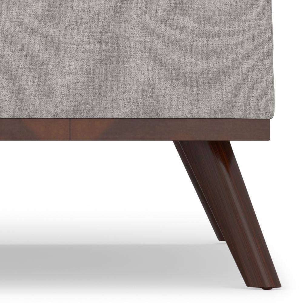 Cloud Gray Upholstered Storage Ottoman with Solid Wood Legs