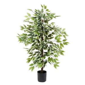 38 in. H Ficus Artificial Tree with Realistic Leaves and Black Plastic Pot