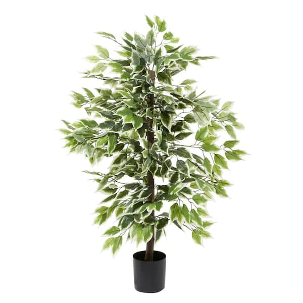 Litton Lane 73 in. H Ficus Artificial Tree with Realistic Leaves and Black  Plastic Pot 88287 - The Home Depot