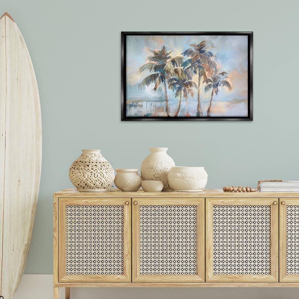 Cool Palm Trees Sunrise by Ramona Murdock Black Floater Frame Nature Graphic Art Print 21 in. x 31 in. price history on PriceWatchPro