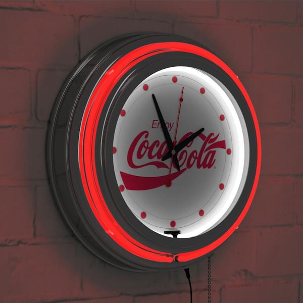 Trademark Global 14 in. Enjoy Coke White Neon Wall Clock coke-1400