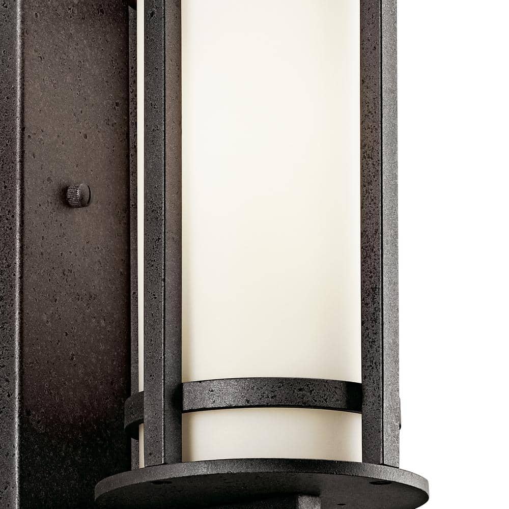 Rustic Black Iron Lantern Wall Light with White Shade