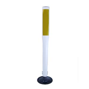 36 in. White Flat Delineator Post with 3 in. x 12 in. High-Intensity Yellow Strip and Base