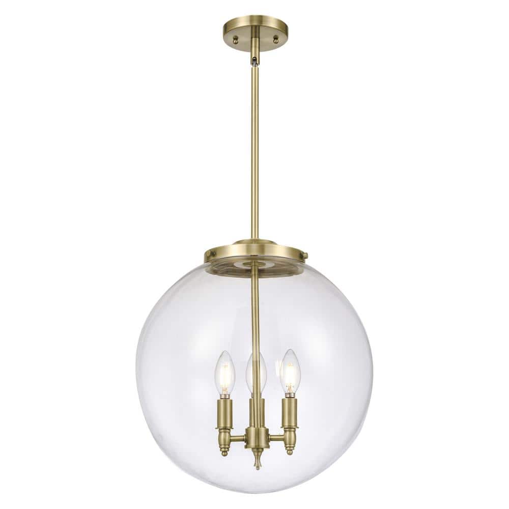 Beacon 60-Watt 3-Light Antique Brass Shaded Mini Pendant Light with Clear Glass Shade price history on PriceWatchPro