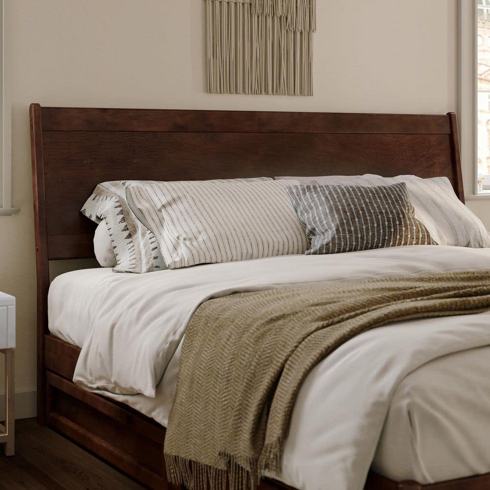 Casanova Dark Walnut King Wood Platform Bed with Storage Drawers