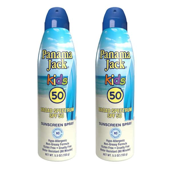 Panama Jack 5.5 oz. Continuous Spray Kids Sunscreen SPF 50-Moisturizer (2 Pack)
