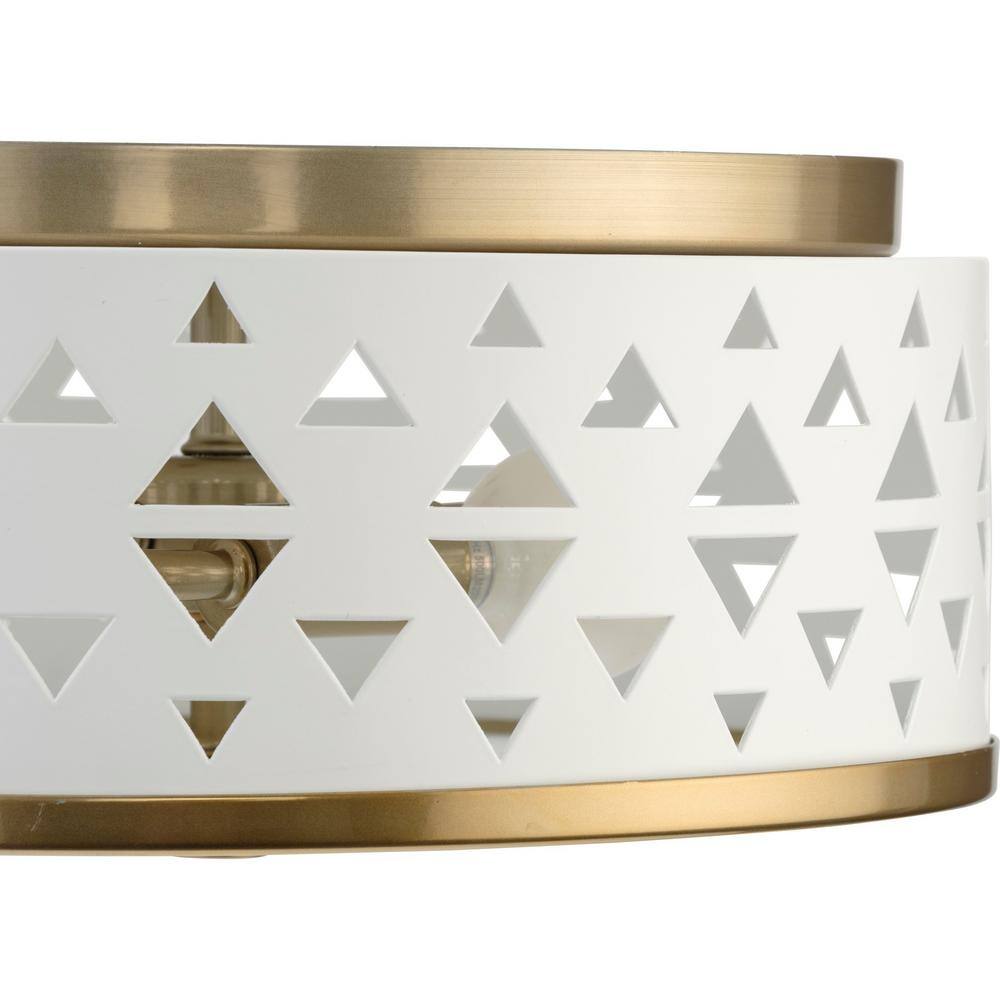 Avec Champagne Bronze and White Glass Flush Mount Light