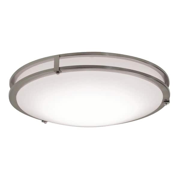 AFX 14 in. 26-Watt Integrated LED Flush Mount with White Fabric Shade