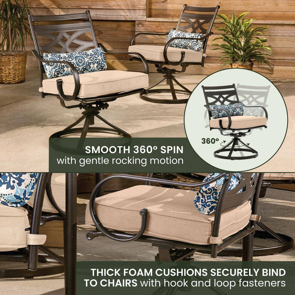 Montclair Steel 11-Piece Outdoor Dining Set with Swivel Rockers, Tan