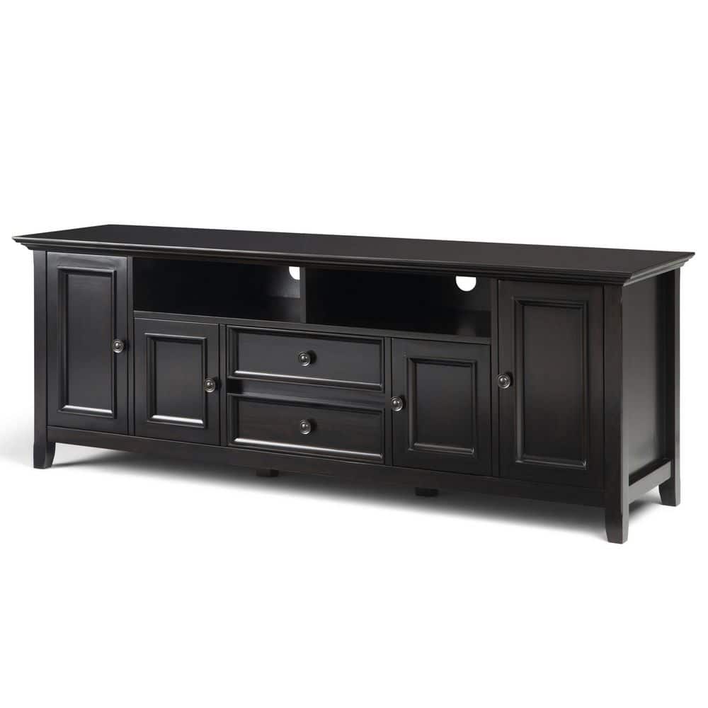 Hickory Brown Solid Wood 72" TV Media Stand with Cabinets