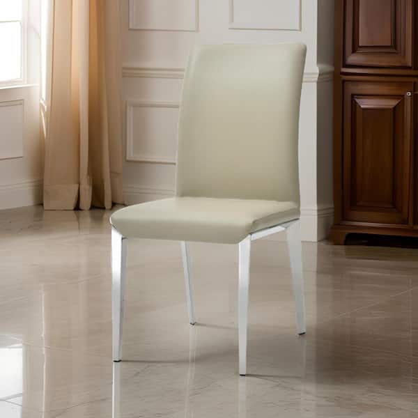 Benjara Gray and Silver Faux Leather Tapered Legs Dining Chair (Set of 2)