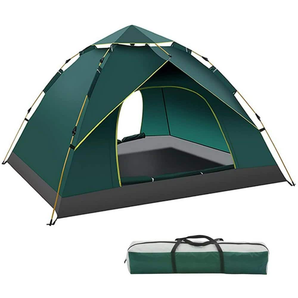 4-Person Pop Up Tent for Camping, Automatic Instant Tent, Green