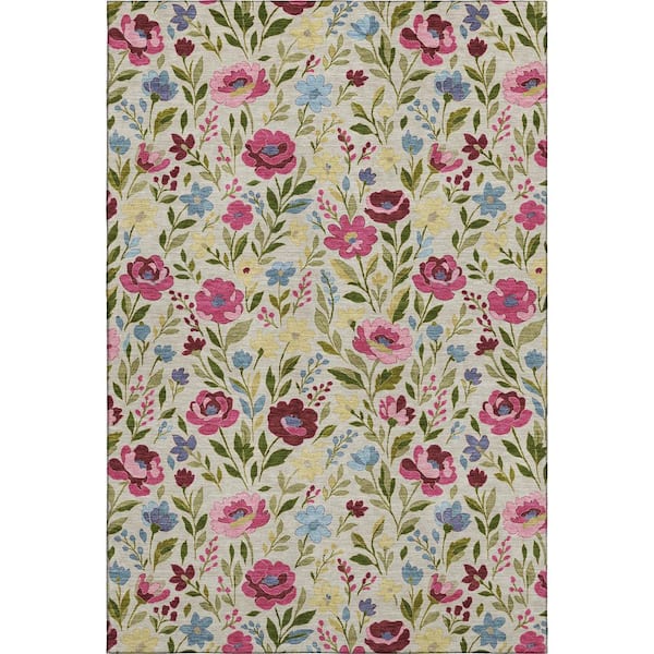 Mayfield Premium Machine Washable Abstract AMF2438 Linen 5 ft. x 7 ft. 6 in. Area Rug
