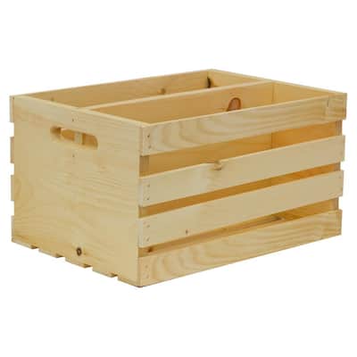 Crates and Pallet 18 in. x 12.5 in. x 9.63 in. Divided Large Wood Crate