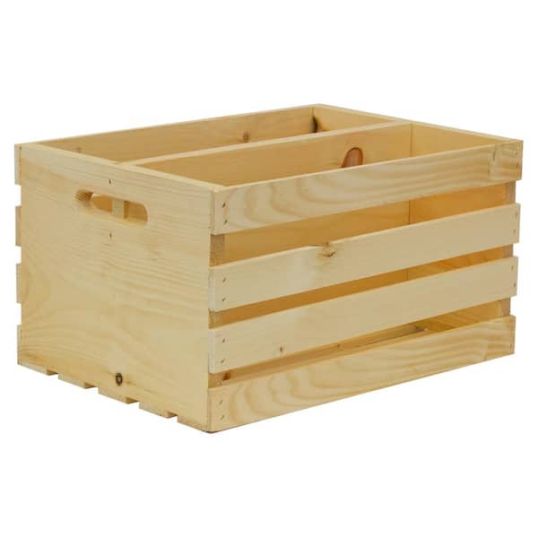 Crates & Pallet Crates and Pallet 18 in. x 12.5 in. x 9.63 in. Divided Large Wood Crate