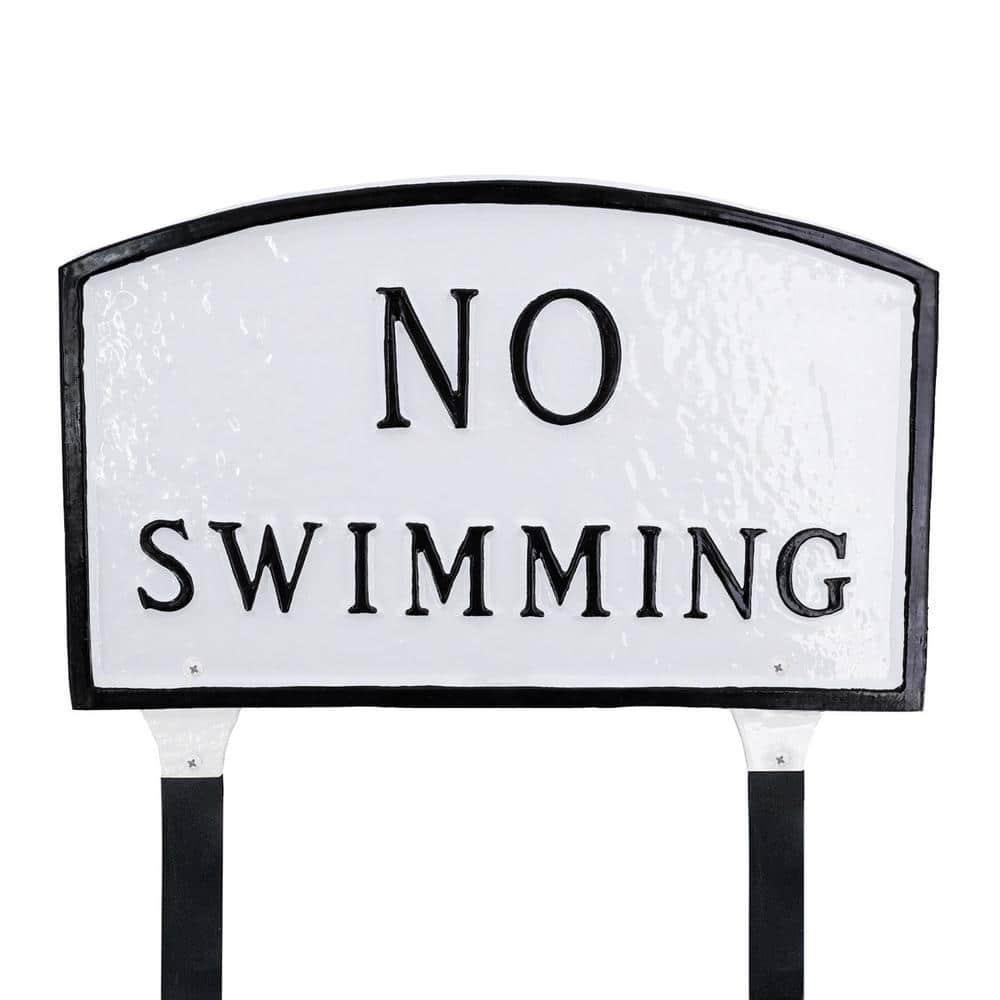 10 in. x 15 Standard Arch No Swimming Statement Plaque Sign with Lawn Stakes - White/Black price history on PriceWatchPro
