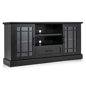 Farmhouse TV Stand for TVs up to 70'' Media Center w/Glass Doors Cubbies & Drawer