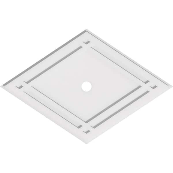 Ekena Millwork 34 in. W x 22-5/8 in. H x 2 in. ID x 1 in. P Diamond Architectural Grade PVC Contemporary Ceiling Medallion