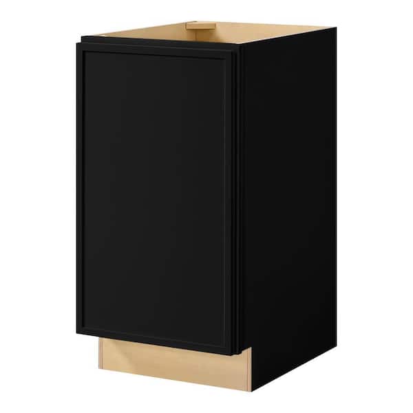 Leyton 18 in. W x 24 in. D x 34.5 in. H Ready to Assemble Plywood Slim Shaker Trash Can Kitchen Cabinet in Raven Black