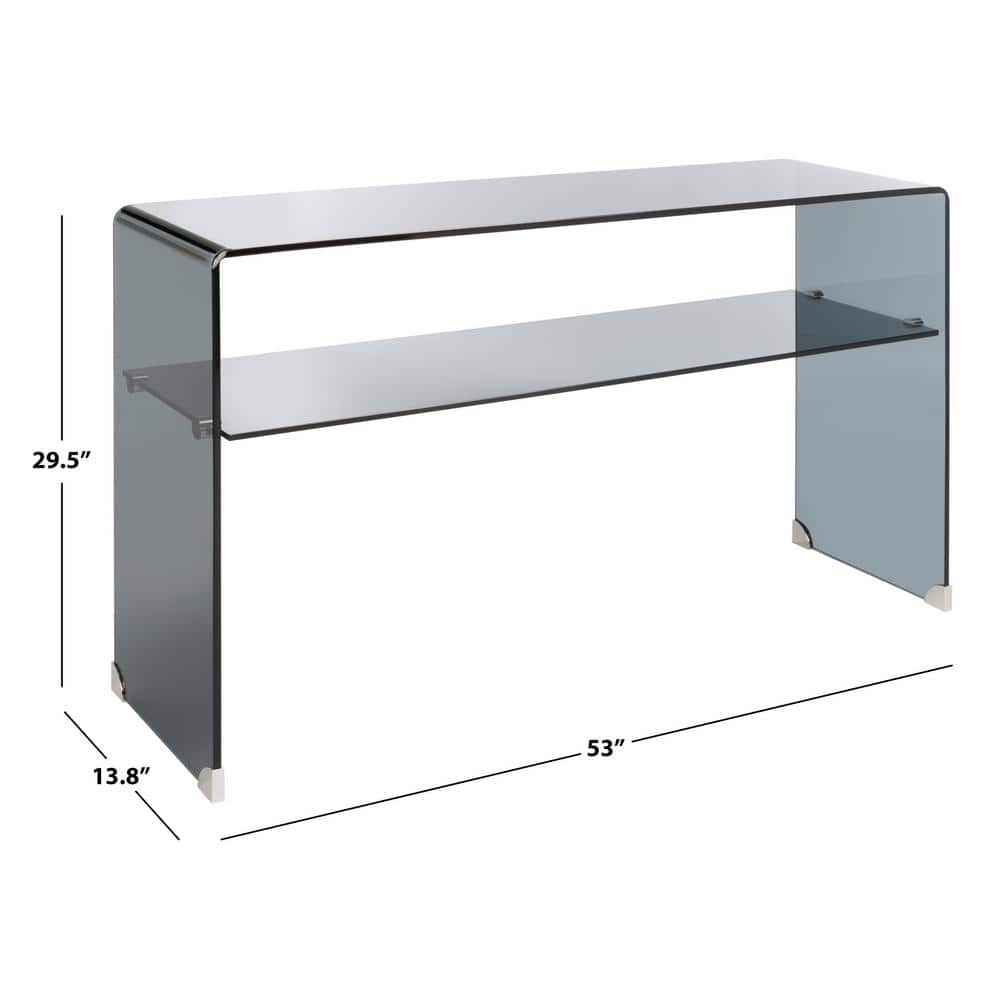 Dash Clear and Gray Glass Hallway Table with Storage Shelf