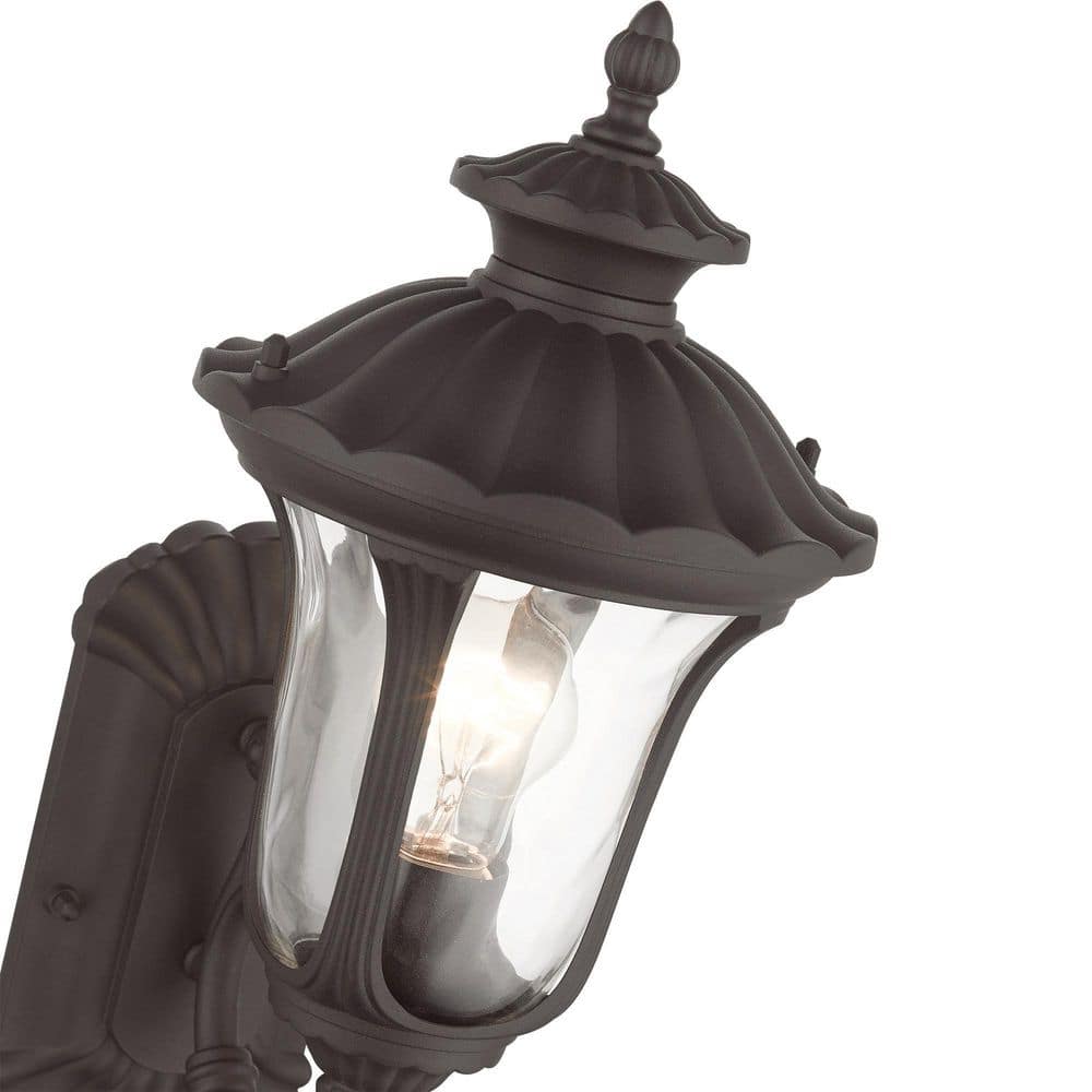 Bronze Traditional Outdoor Wall Lantern with Clear Water Glass