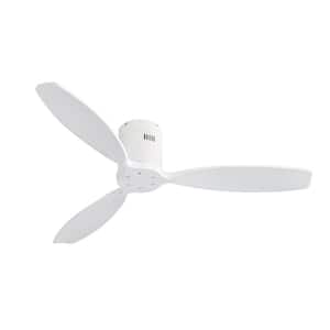 52 in. Indoor/Outdoor White Solid Wood Blade Ceiling Fan with Remote Control and 6-Speed Reversible DC Motor