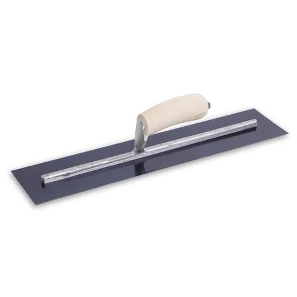 MARSHALLTOWN 18 in. x 5 in. Blue Steel Finishing Curved Wood Handle Trowel