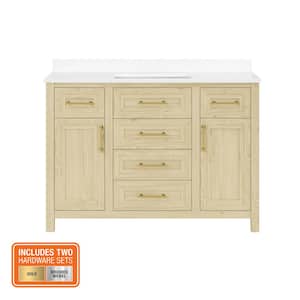 Beaufort 48 in. W x 19 in. D x 34 in. H Single Sink Bath Vanity in Light Birch with White Engineered Stone Top