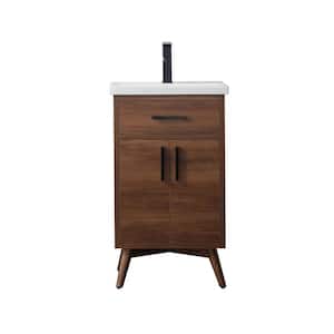 Nelson 20 in. W x 16 in. D x 34 in. H Bath Vanity in Walnut with White Ceramic Top with White Sink