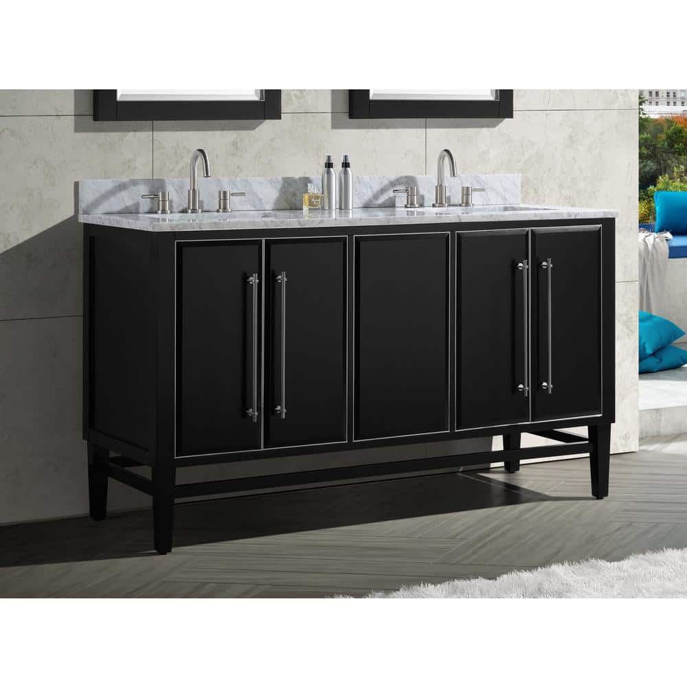 Mason 60" Black Solid Wood Double Vanity Cabinet