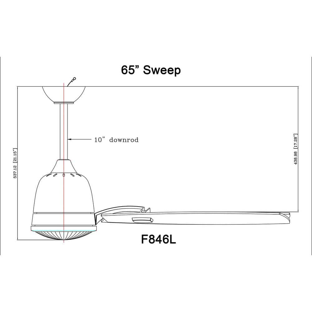 65" Coal and Seashore Grey 10-Blade Smart Ceiling Fan with LED Light