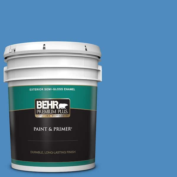 BEHR PREMIUM PLUS 5 gal. #P520-5 Boat House Semi-Gloss Enamel Exterior Paint & Primer