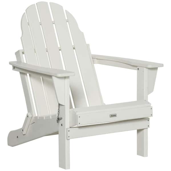 Sudzendf White Outdoor HDPE Folding Adirondack Chair, All-Weather Resistant