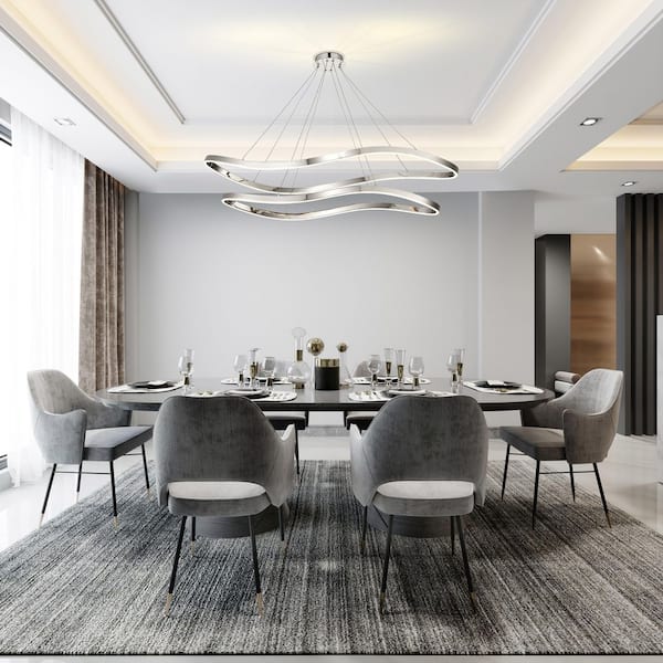 Sylas 64-Watt 1-Light Polished Nickel Contemporary Integrated LED Pendant Light with White Silicone Lens