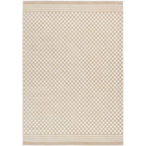 Casual Beige 7 ft. x 9 ft. Checker Contemporary Area Rug
