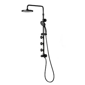 5-Spray Patterns 1.8 GPM 8 in. Wall Mount Dual Shower Heads in Matte Black