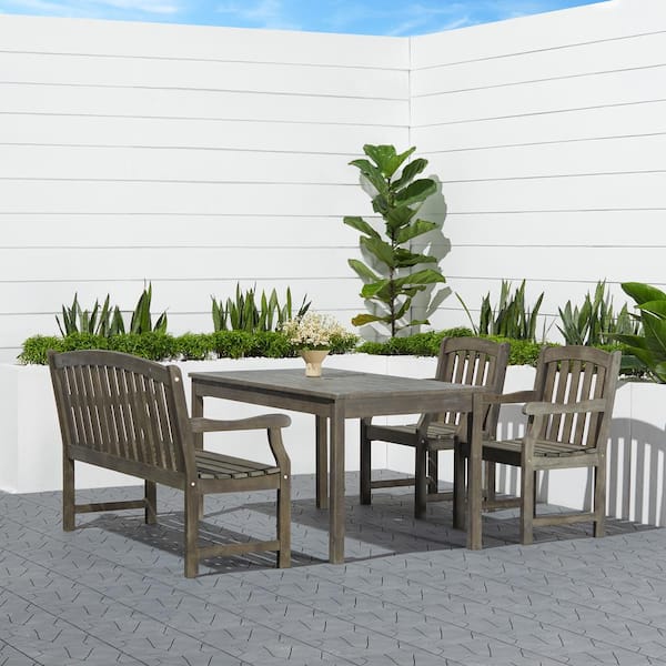 Vifah Renaissance Hand-Scraped Acacia 4-Piece Patio Dining Set