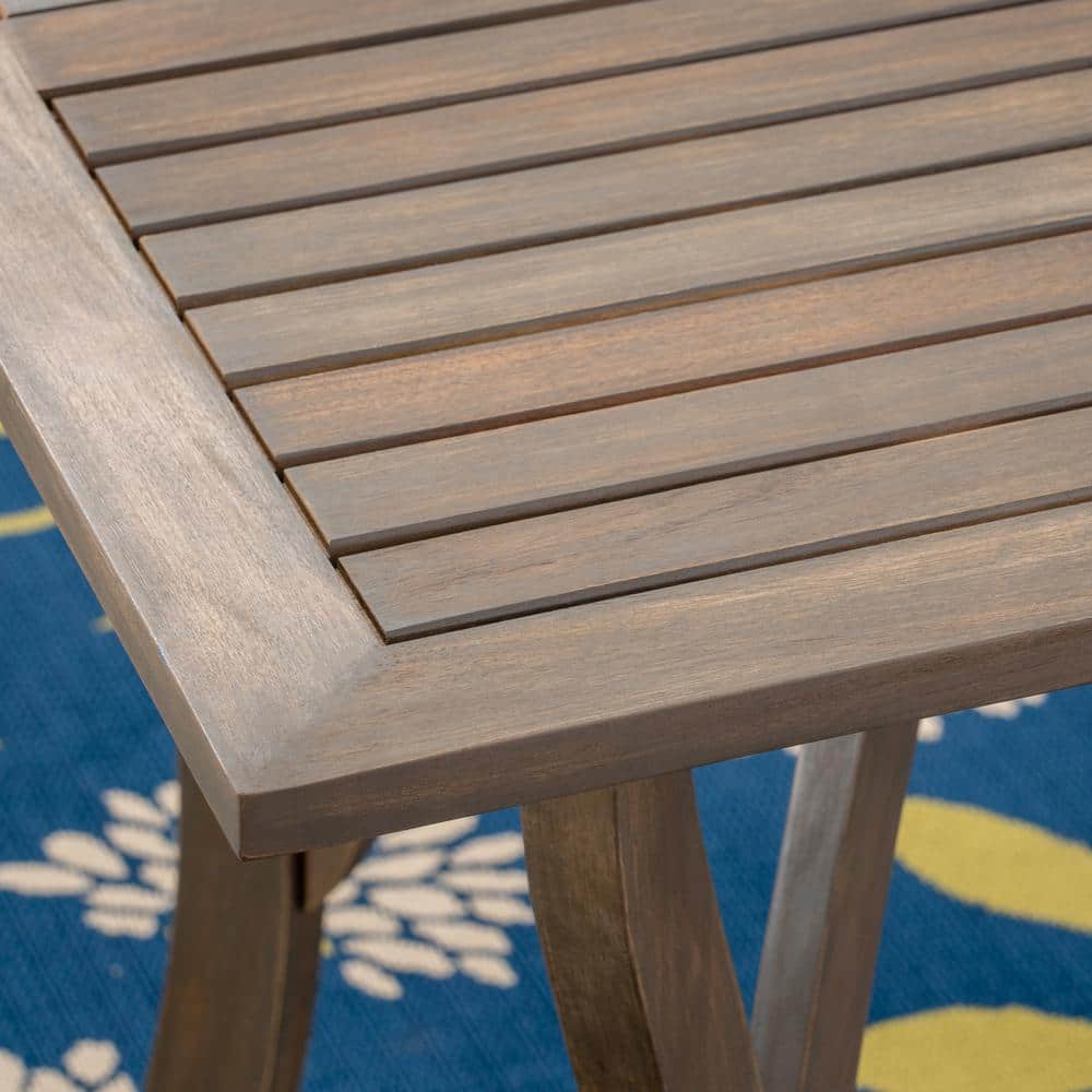 Petite Gray Acacia Wood Square Dining Table
