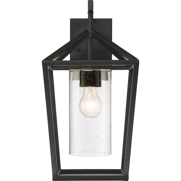 SATCO Hopewell Matte Black Outdoor Hardwired Wall Lantern Sconce with No Bulbs Included